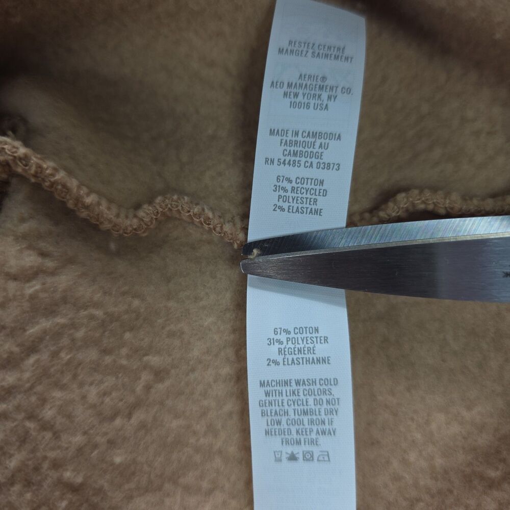 OFFLINE by Aerie Cloud NWT Fleece Polo Sweatshirt XXL Beach Dune Oversized Crop - Picture 6 of 10